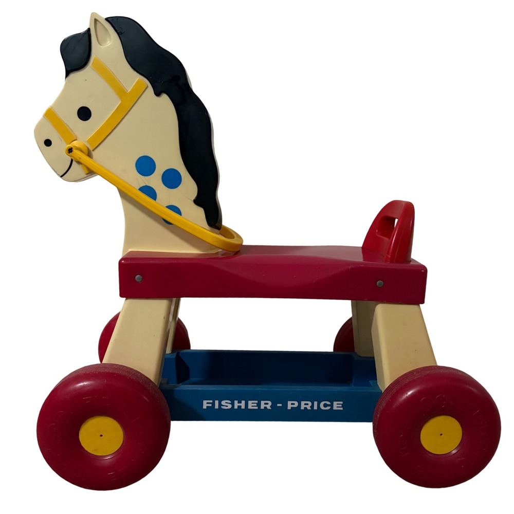 Vintage 1976 Fisher Price Ride On Horse Toy #978 USA Made Riding Pull Toy Pony